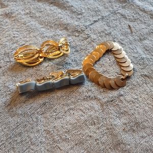 Bracelet Bundle Blue Silver and Gold Color Set of 3